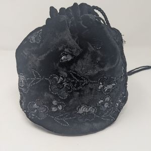 Vintage black velvet and sequin satchel